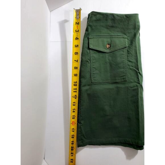 LOFT Green Button Pocket Shift Skirt Side Zip Stretch Preppy Mini Size: 6 - Picture 8 of 8